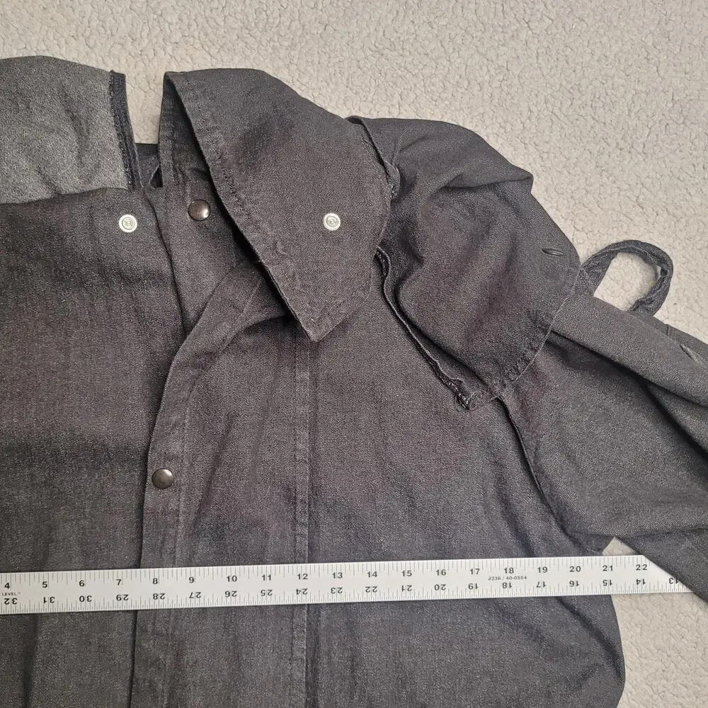 VTG Stoney River Coat Mens Medium Black Denim Duster Western USA Drover Outback
